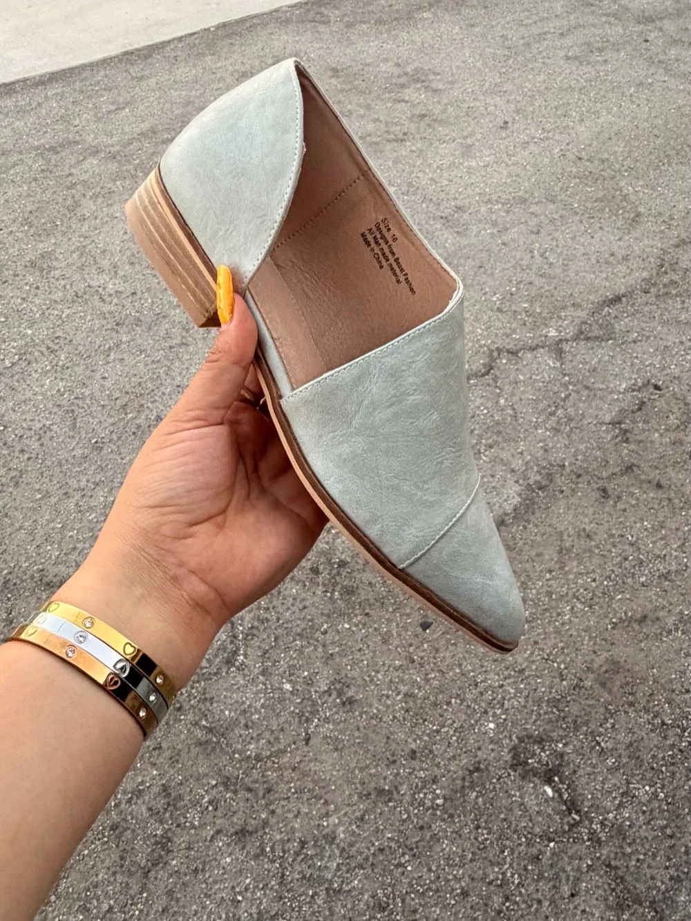 BEAST FASHION gray leather Pointed Slip-On Loafers